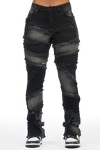 Zytaii Black Wash Stacked Flare Jean