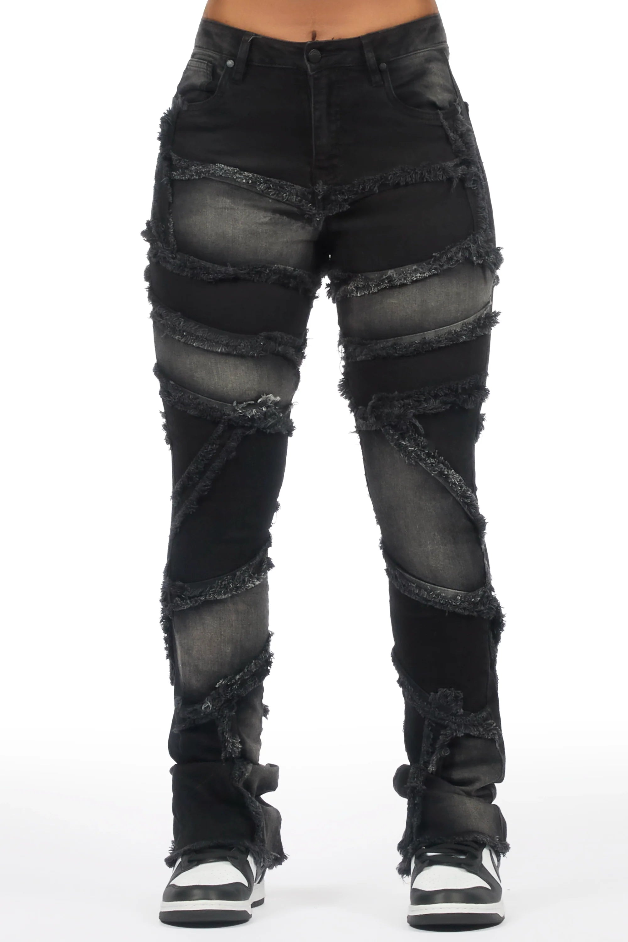 Zytaii Black Wash Stacked Flare Jean