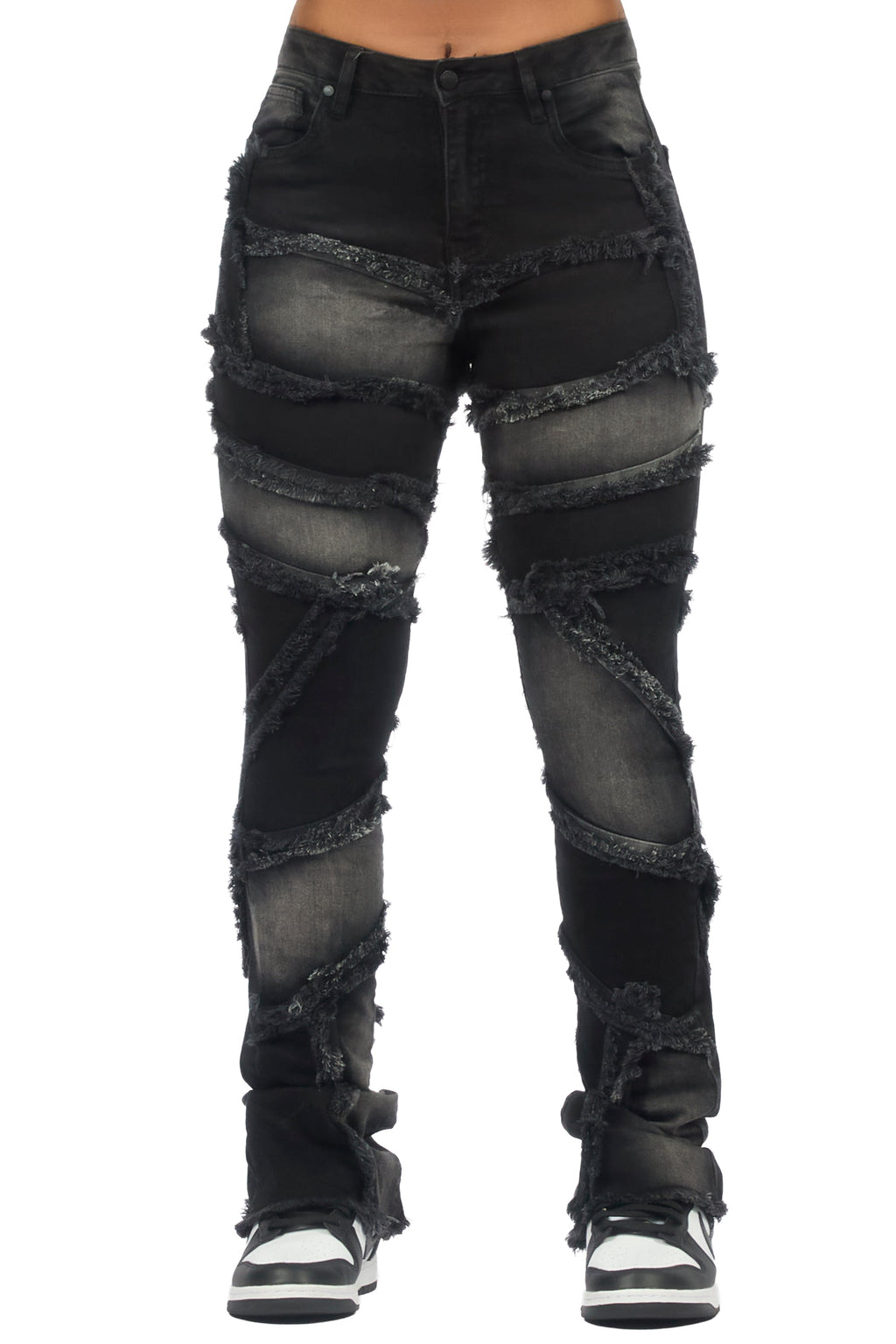 Zytaii Black Wash Stacked Flare Jean
