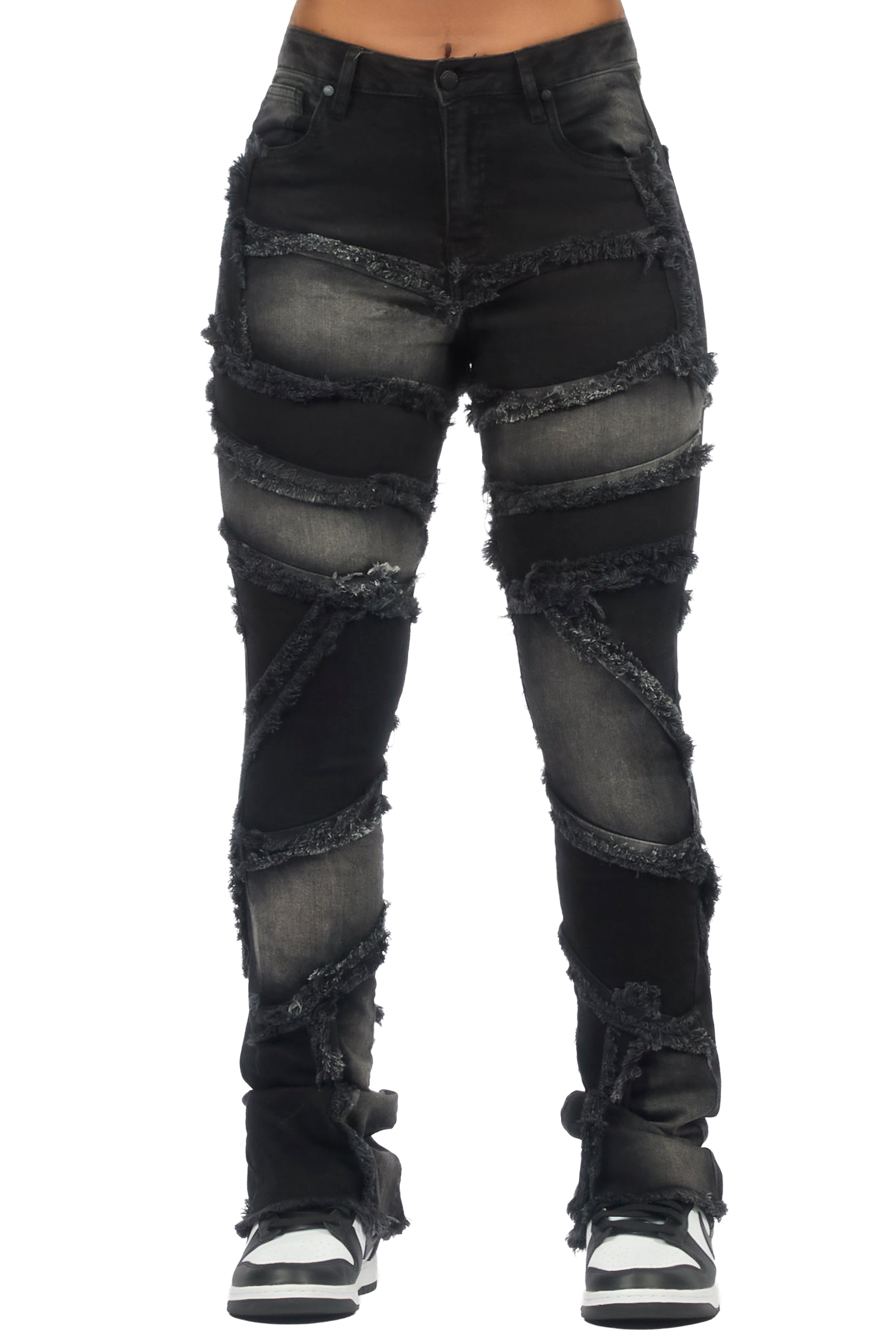Zytaii Black Wash Stacked Flare Jean