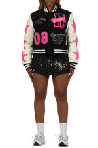 Krystle Black Oversized Varsity Jacket