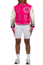 Yalanda Hot Pink Oversized Varsity Jacket