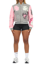 Aniya Grey Oversized Varsity Jacket