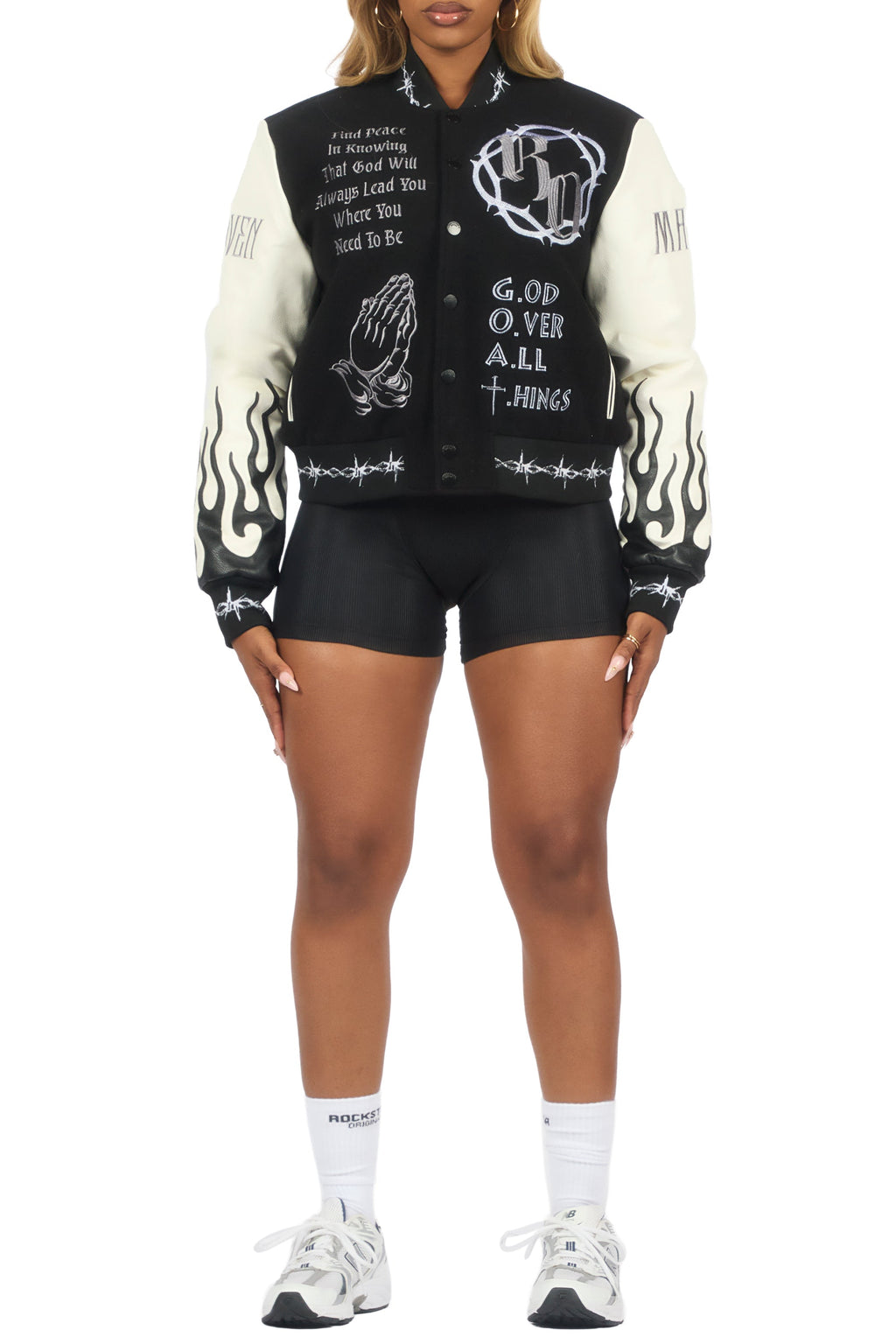 Yalanda Black Oversized Varsity Jacket