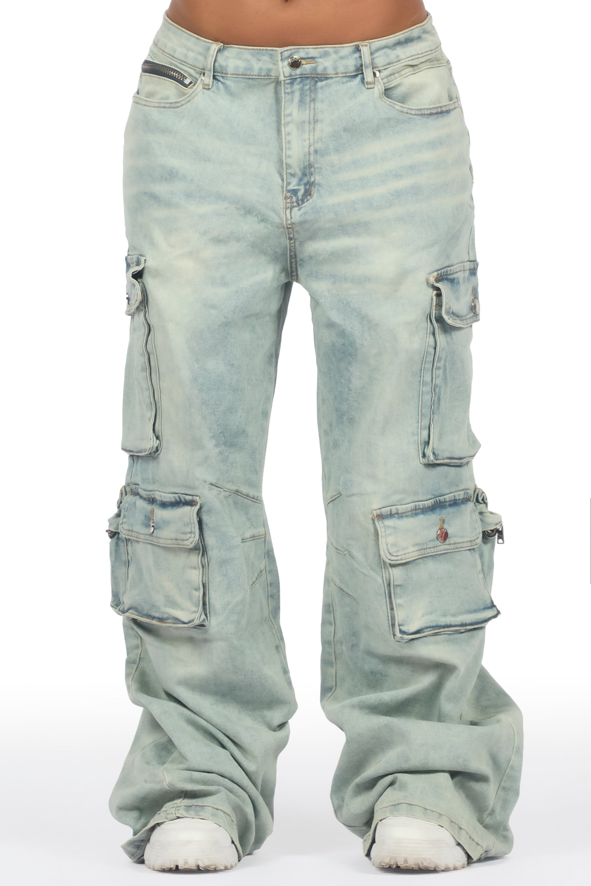 Corrie Light Wash Baggy Cargo Jean