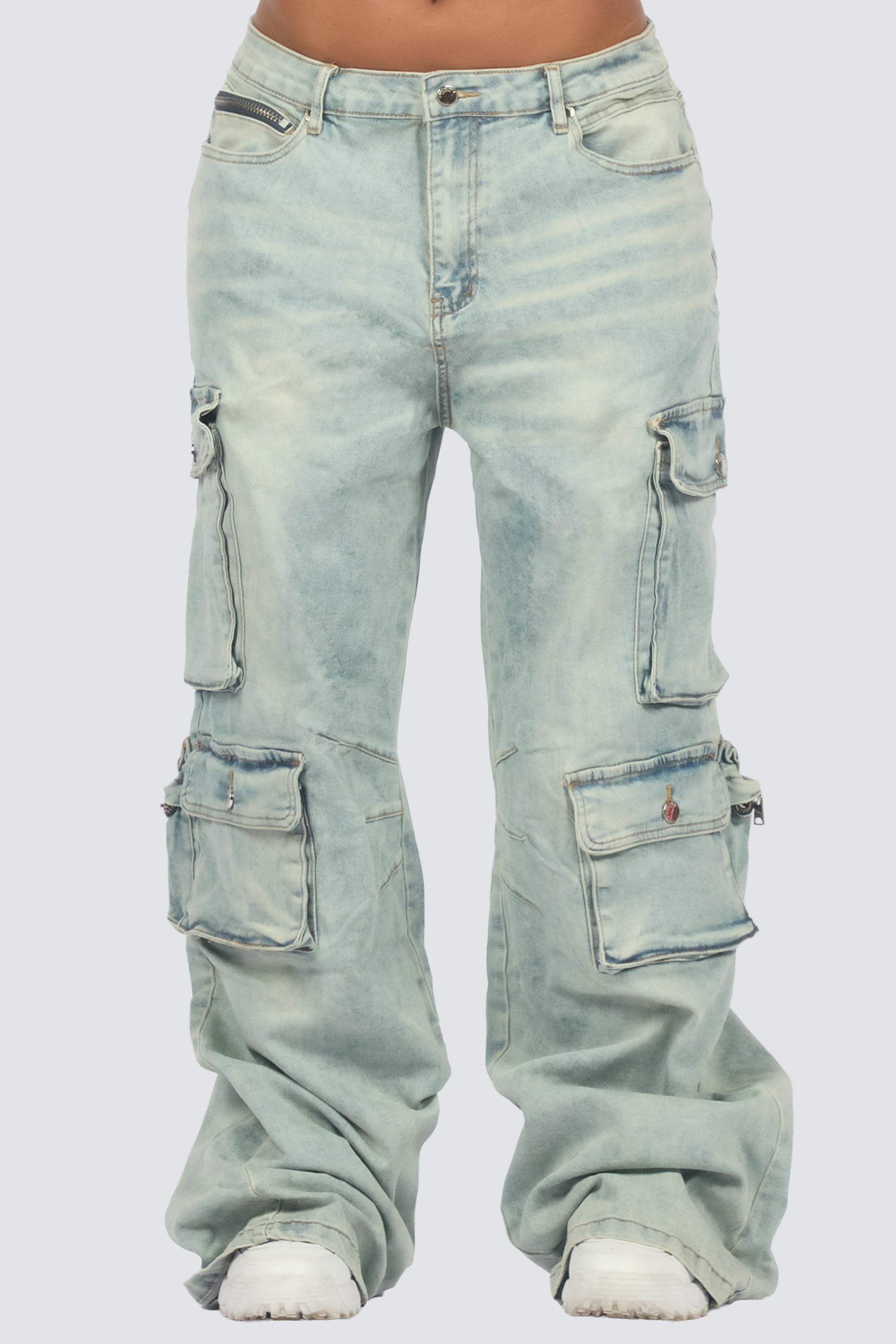 Corrie Light Wash Baggy Cargo Jean