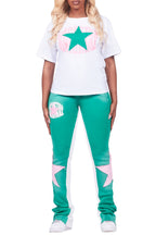 Kaliyah White/Green T-Shirt Trackset