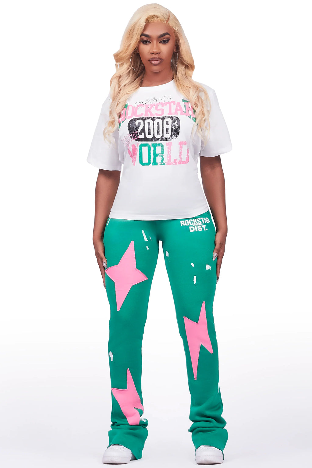 Aliyah White/Green T-Shirt Trackset