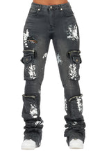 Tatyana Grey Wash Painted Super Stacked Jean