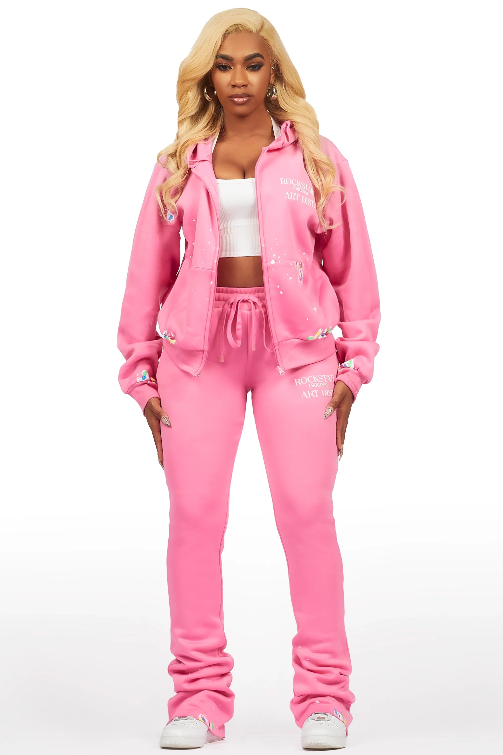Tanazia Pink Zip Up Super Stacked Trackset