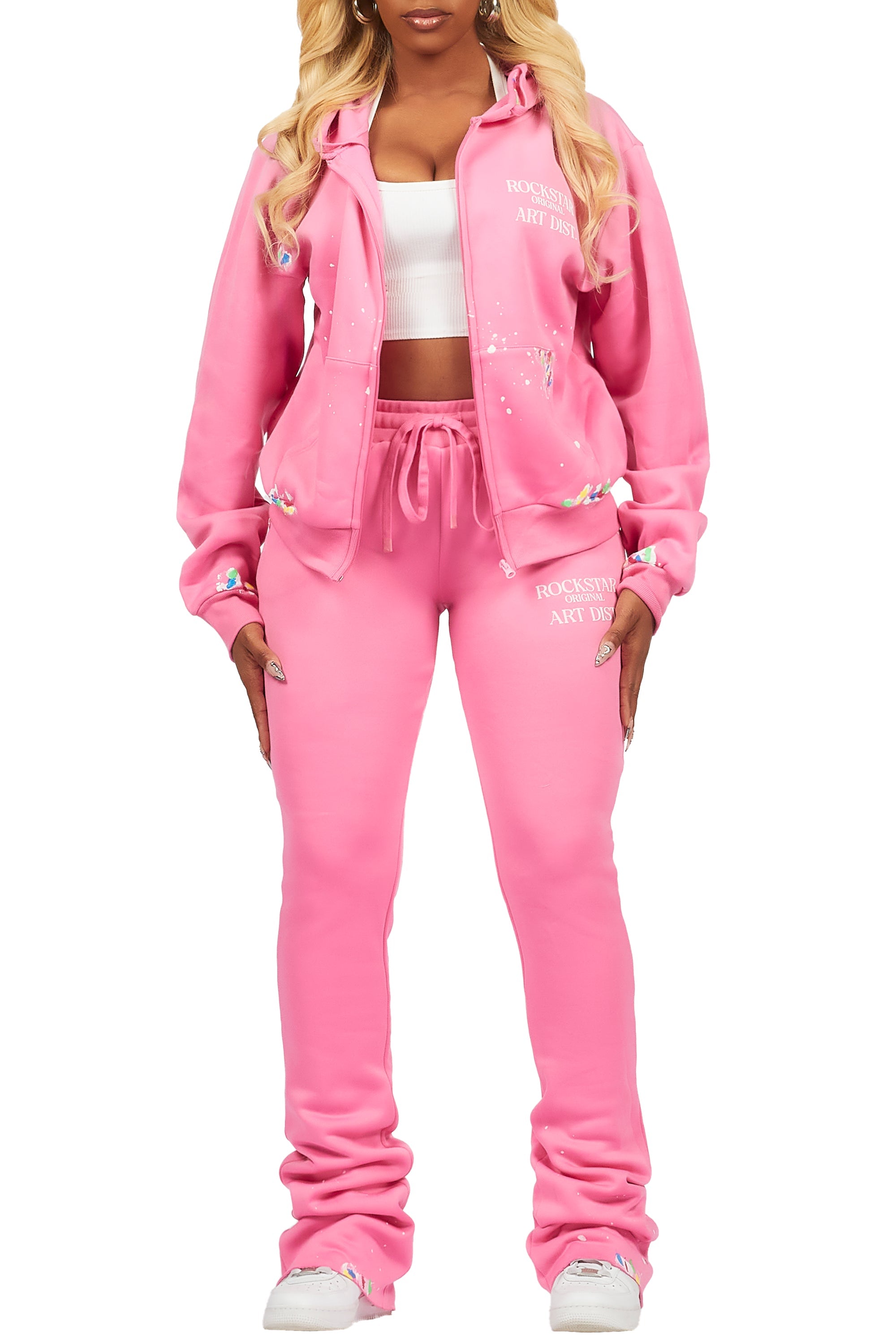 Tanazia Pink Zip Up Super Stacked Trackset