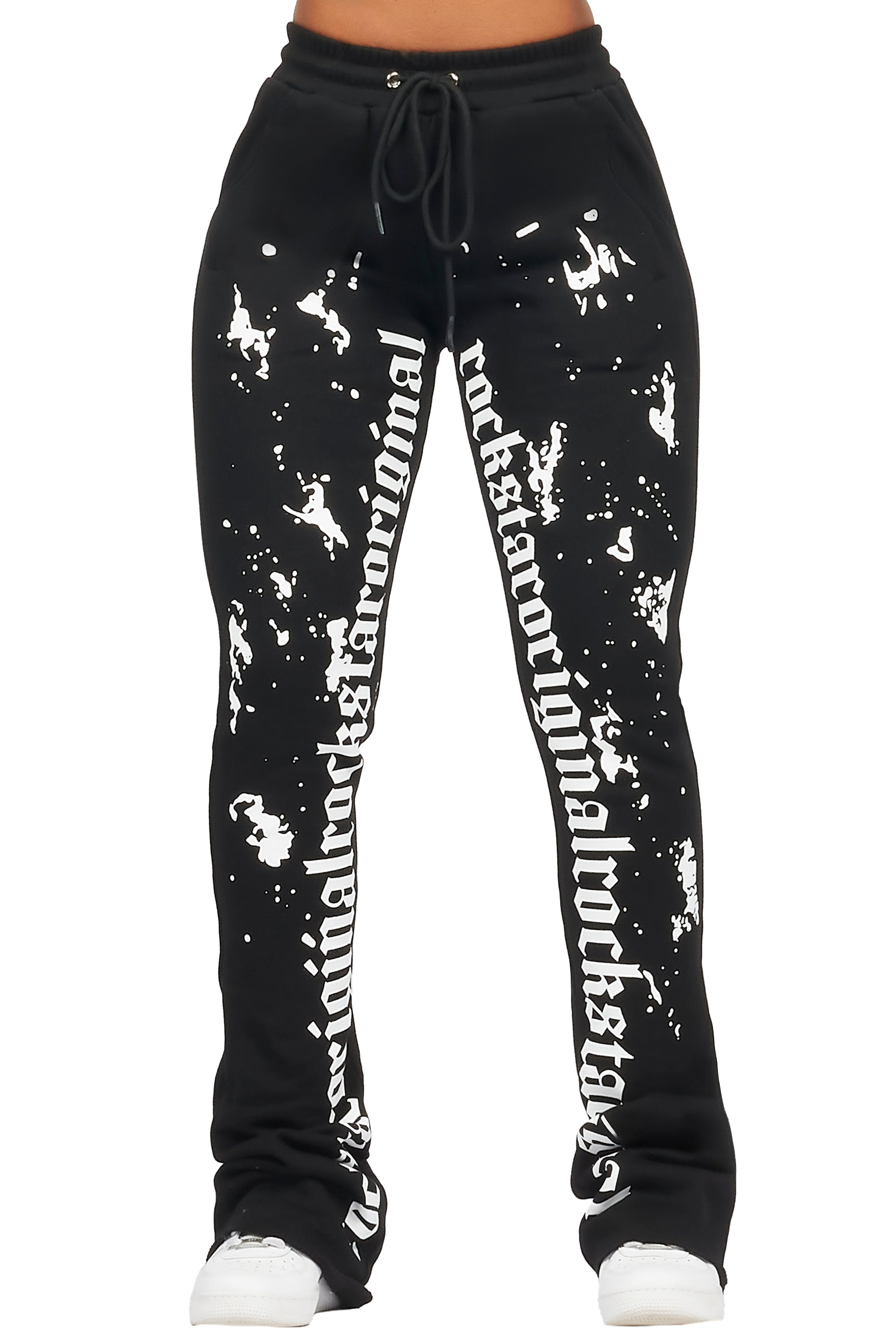 Adwinna Black Super Stacked Track Pant