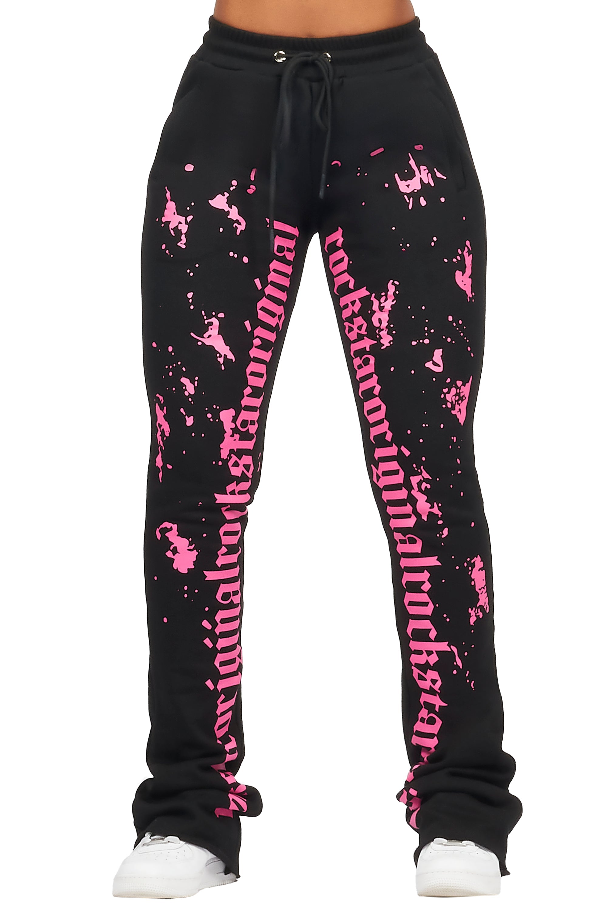 Adwinna Black/Pink Super Stacked Track Pant