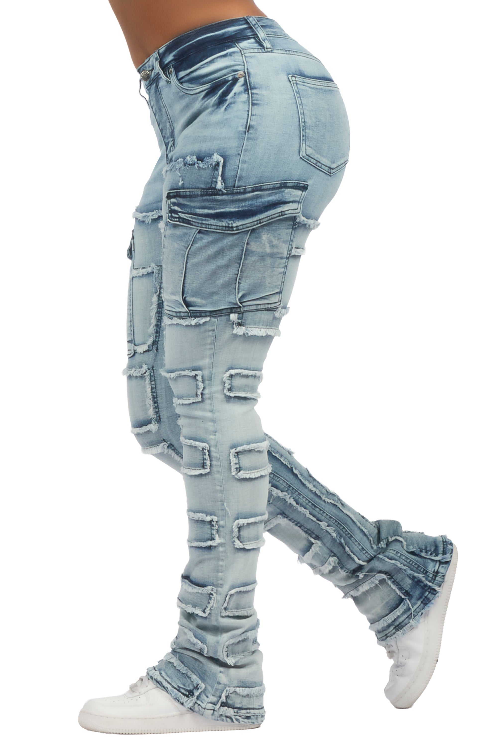 Ramia Med. Wash Stacked Flare Jean