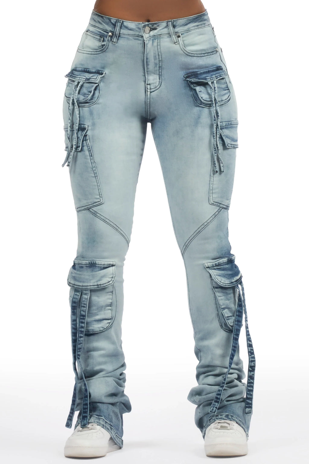Rakesha Light Wash Cargo Super Stacked Jean