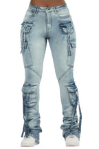 Rakesha Light Wash Cargo Super Stacked Jean