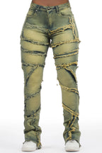 Zytaii Vintage Wash Stacked Flare Jean