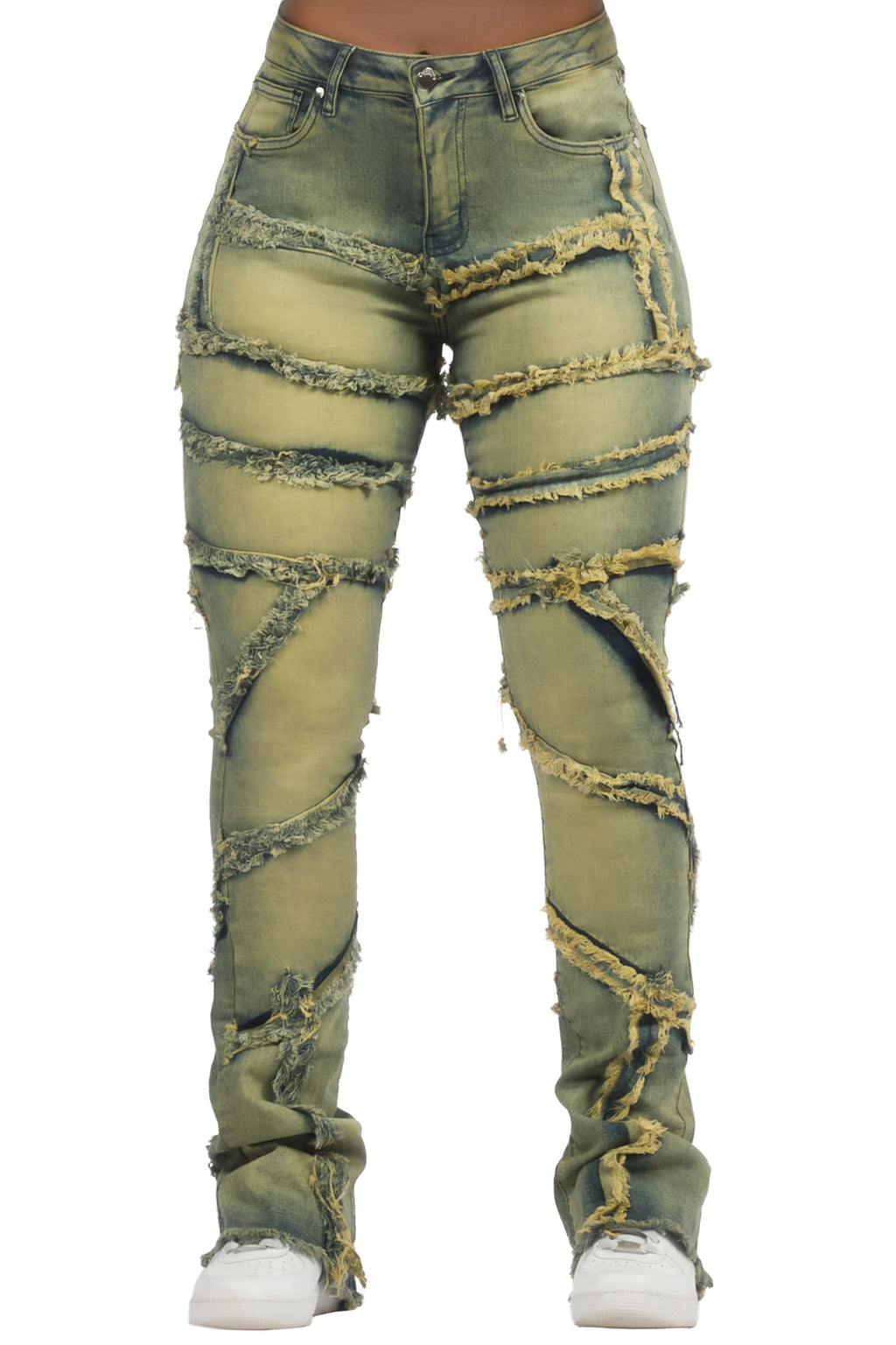 Zytaii Vintage Wash Stacked Flare Jean