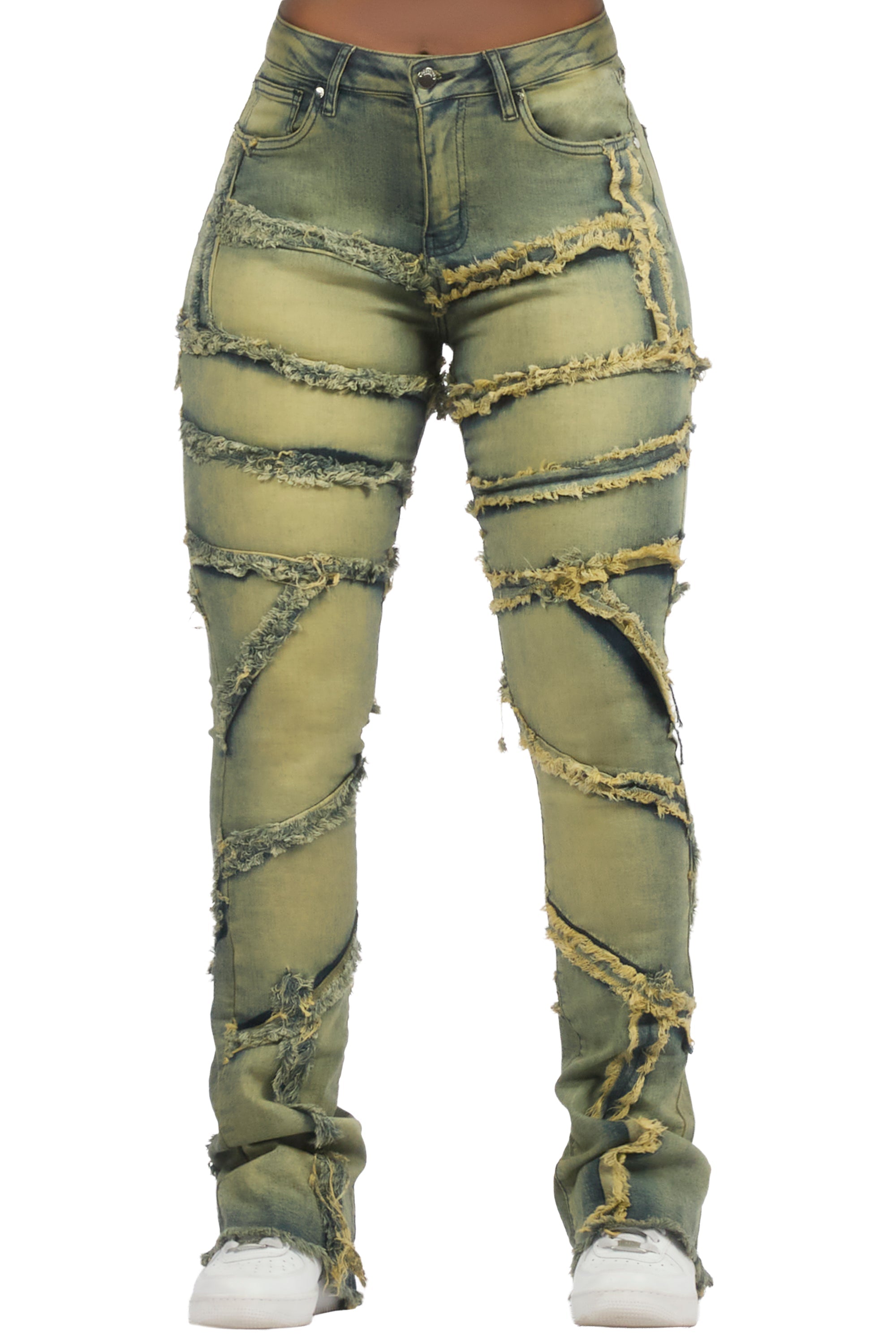 Zytaii Vintage Wash Stacked Flare Jean