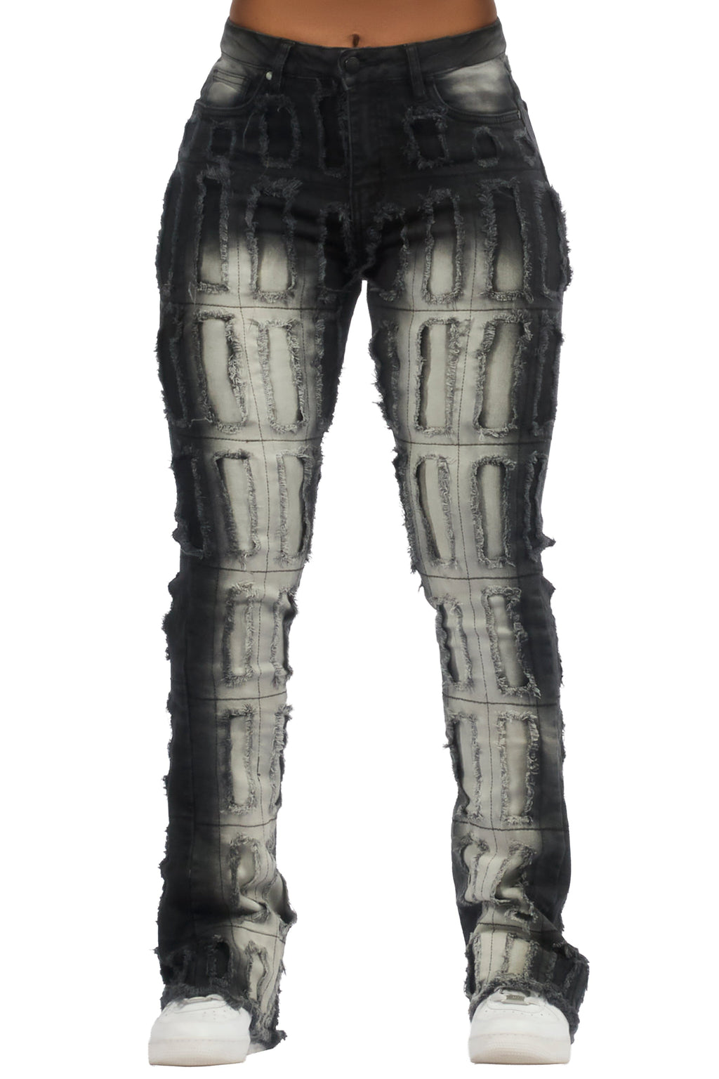 Taquila Grey Wash Stacked Flare Jean