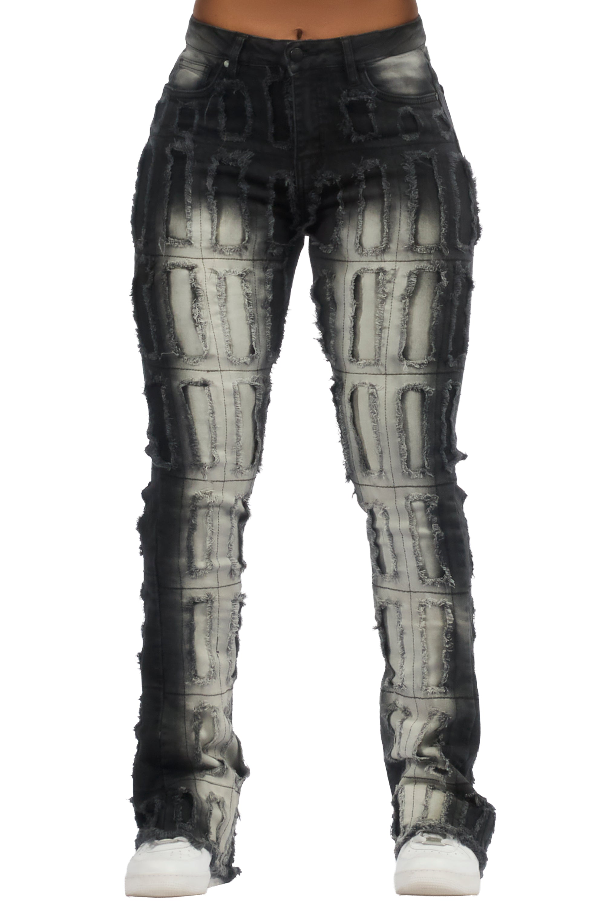 Taquila Grey Wash Stacked Flare Jean