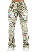Raeshell Tree Camo Painted Stacked Jean