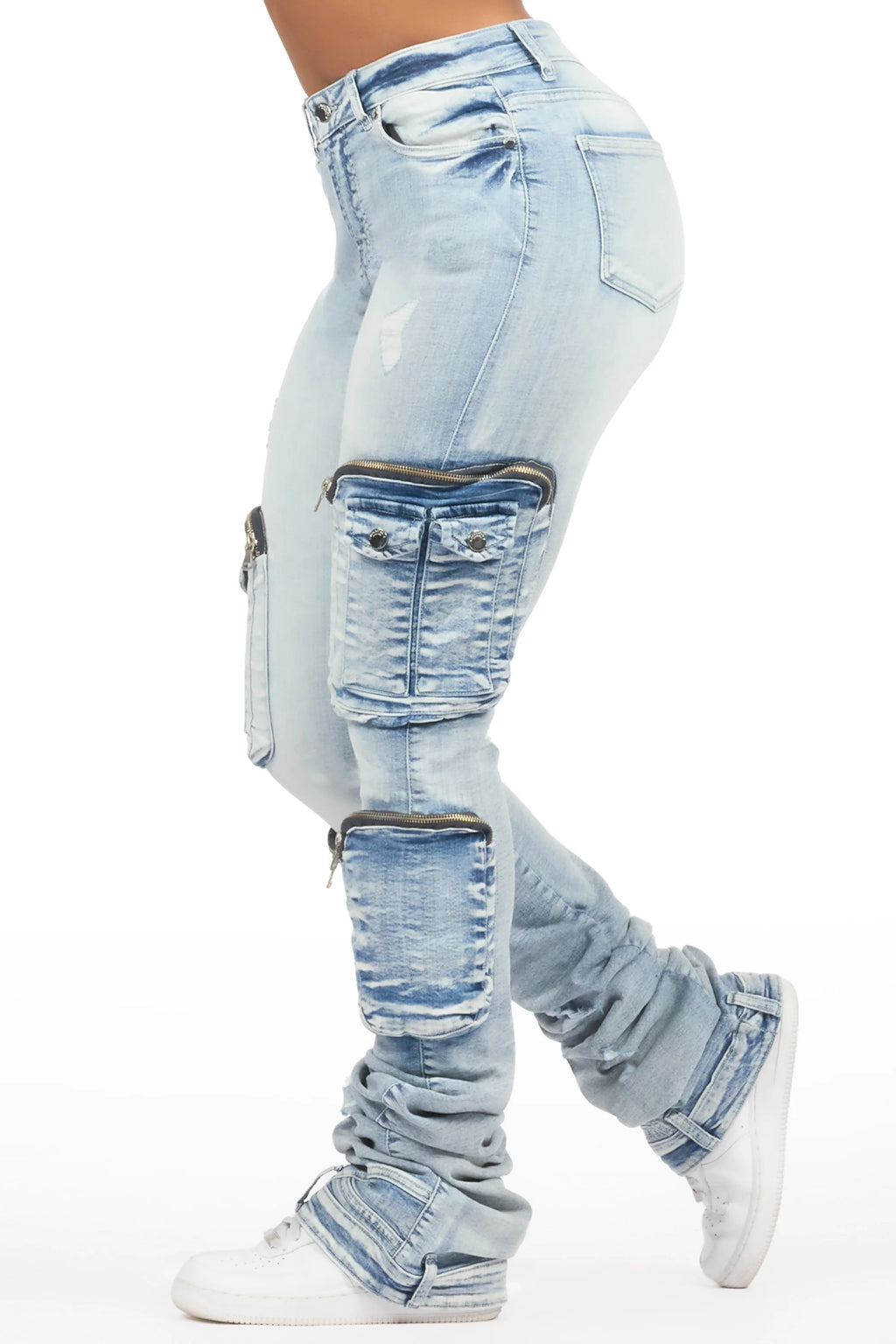 Alisson Light Wash Cargo Super Stacked Jean