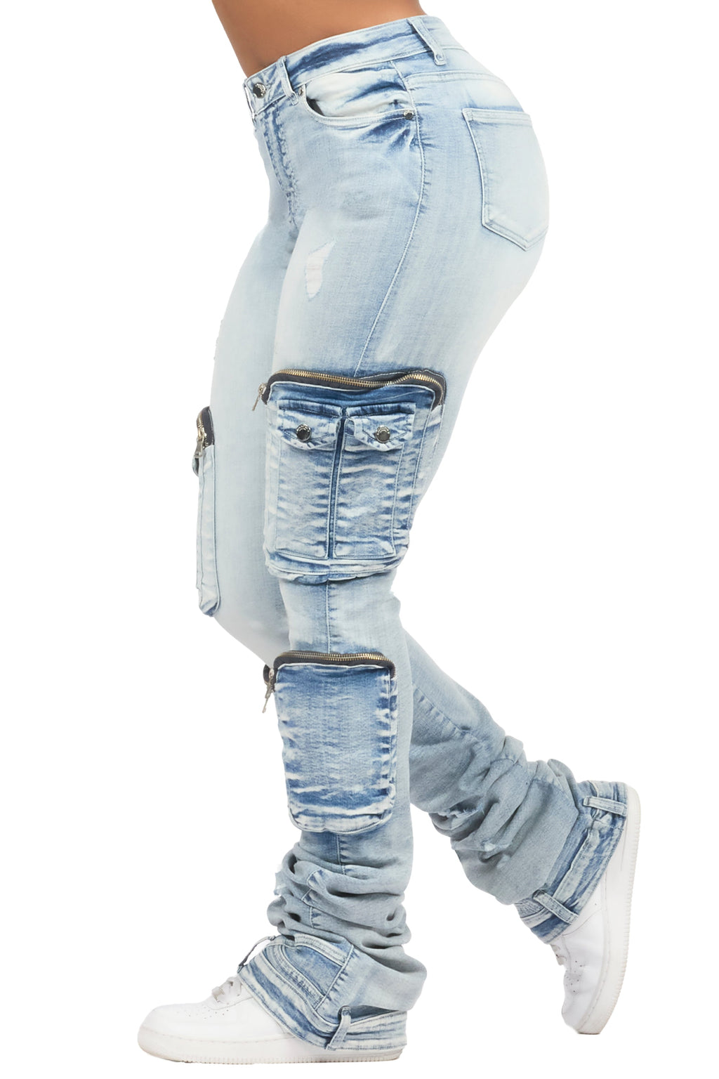 Alisson Light Wash Cargo Super Stacked Jean