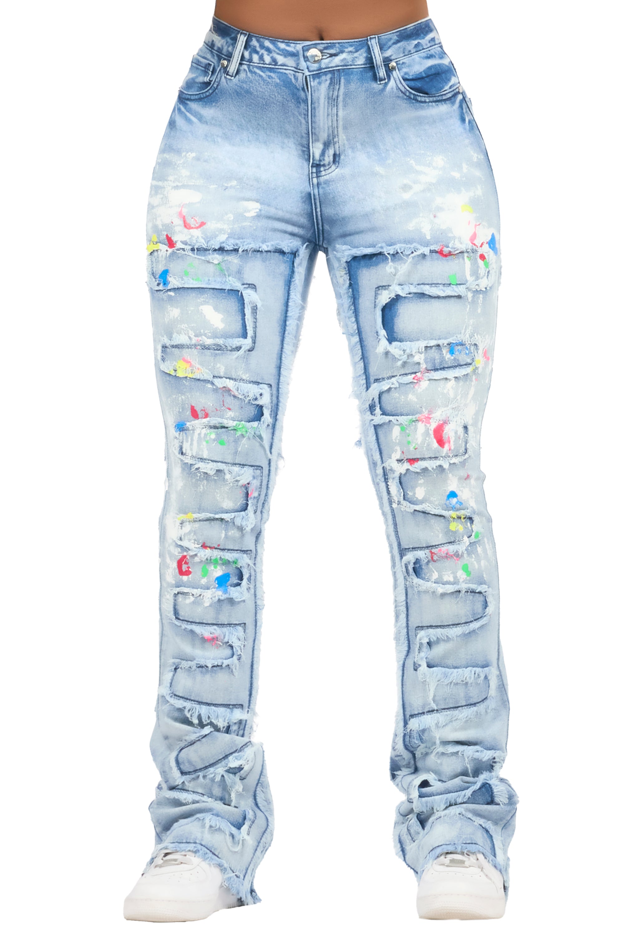 Raeshell Med. Wash Painted Stacked Jean
