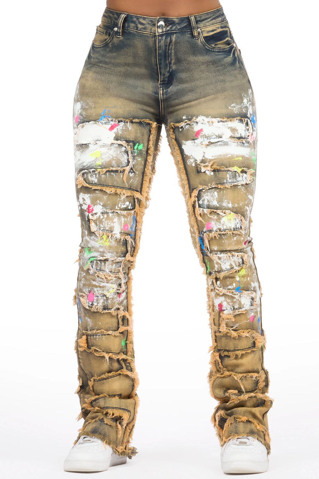 Raeshell Tinted Wash Painted Stacked Jean