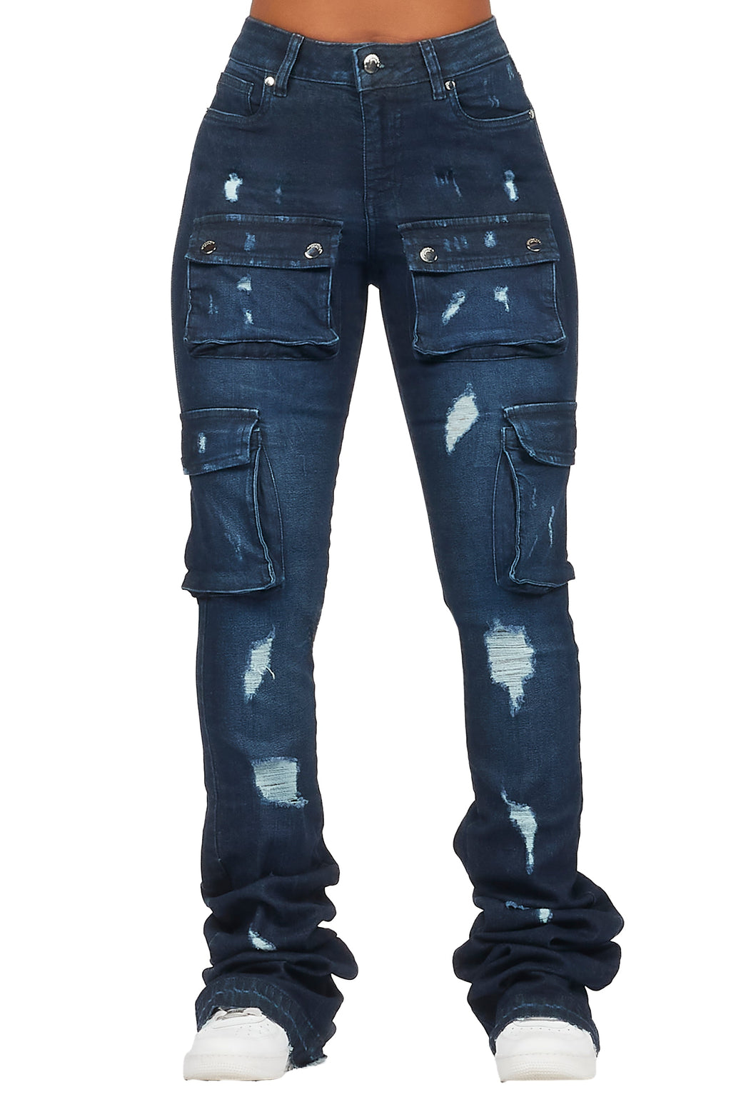 Noor Dark Wash Cargo Super Stacked Jean
