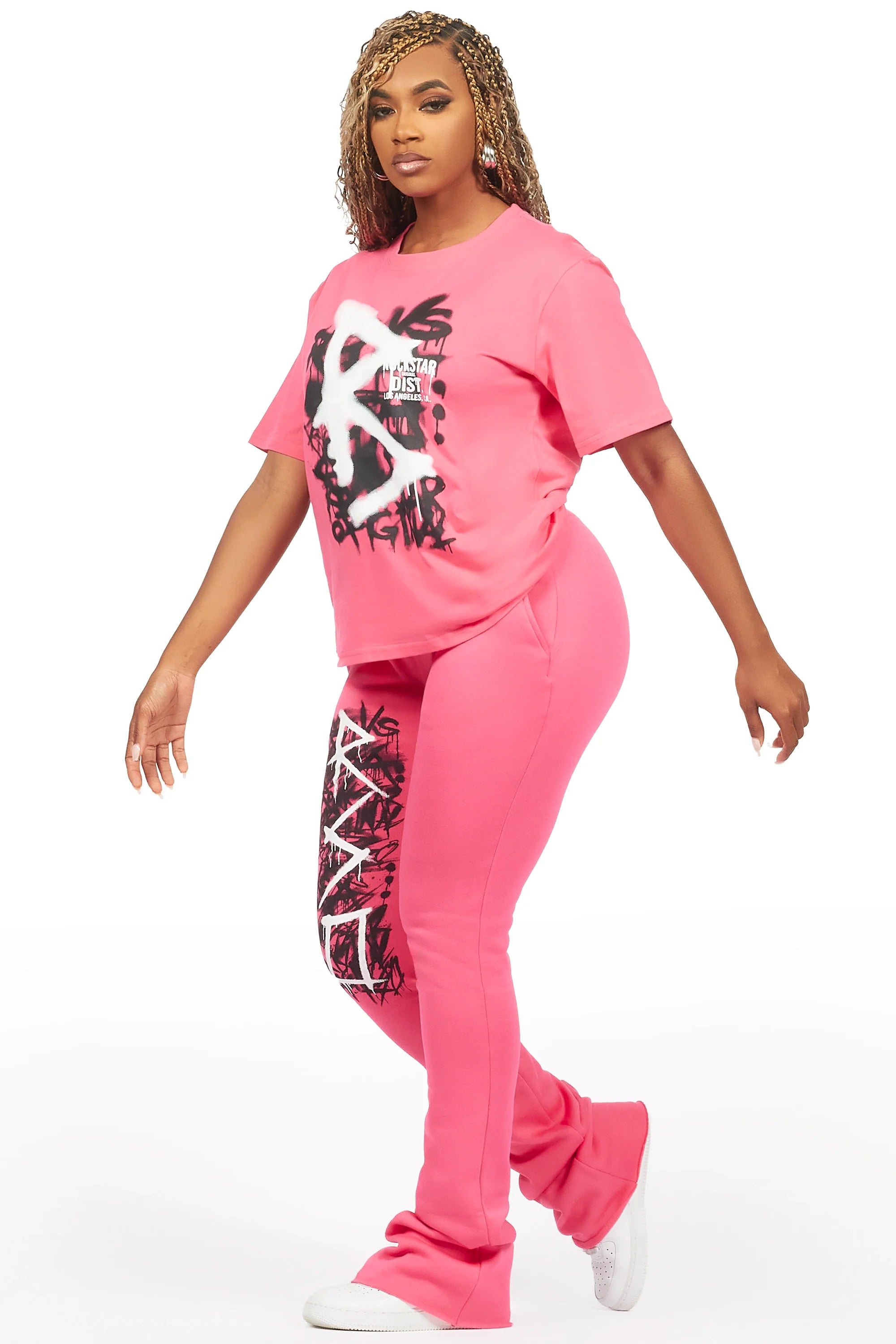 Nahomy Hot Pink T-Shirt Trackset