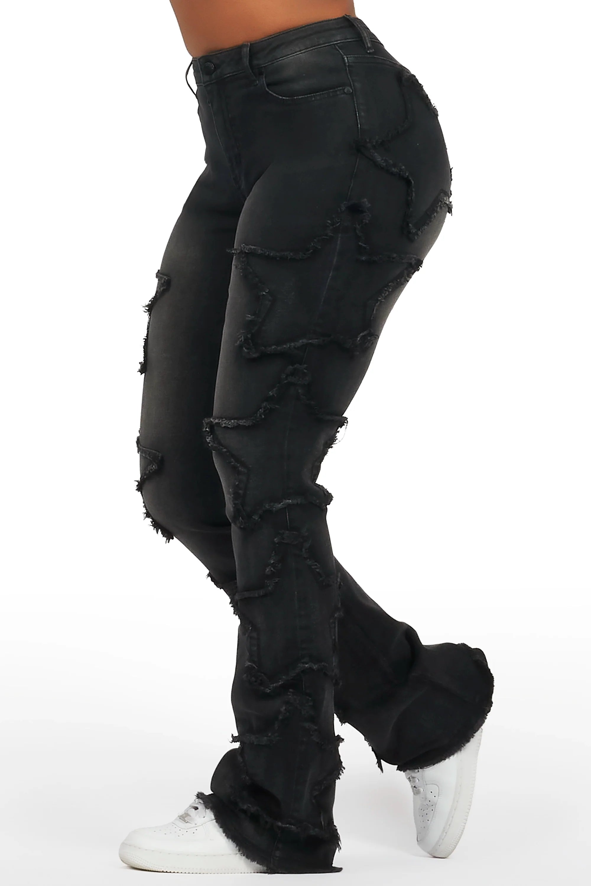 Sinayah Black Stacked Flare Jean