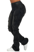 Sinayah Black Stacked Flare Jean