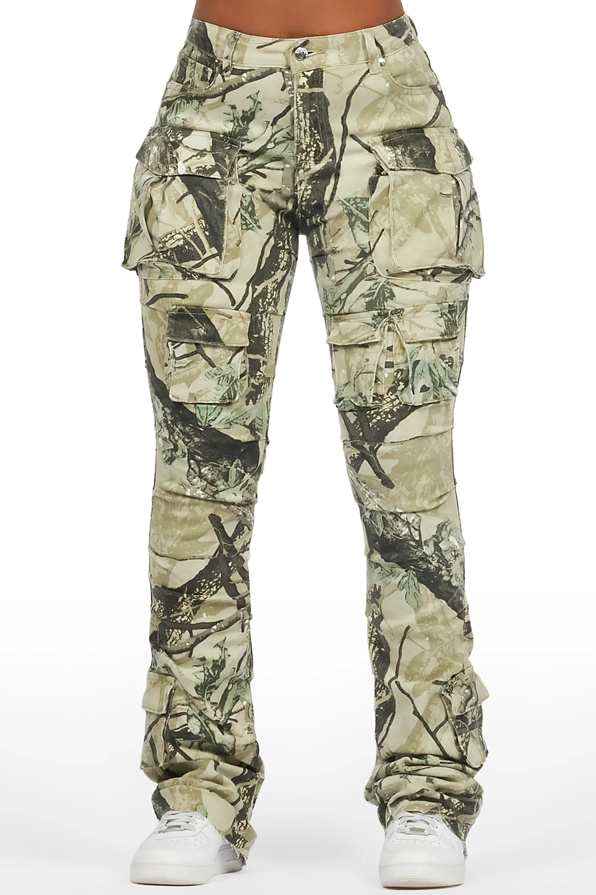 Chabria Tree Camo Stacked Flare Jean