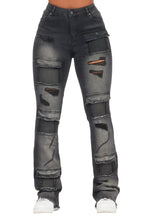 Mashawi Black Stacked Flare Jean