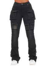 Chabria Black Stacked Flare Jean