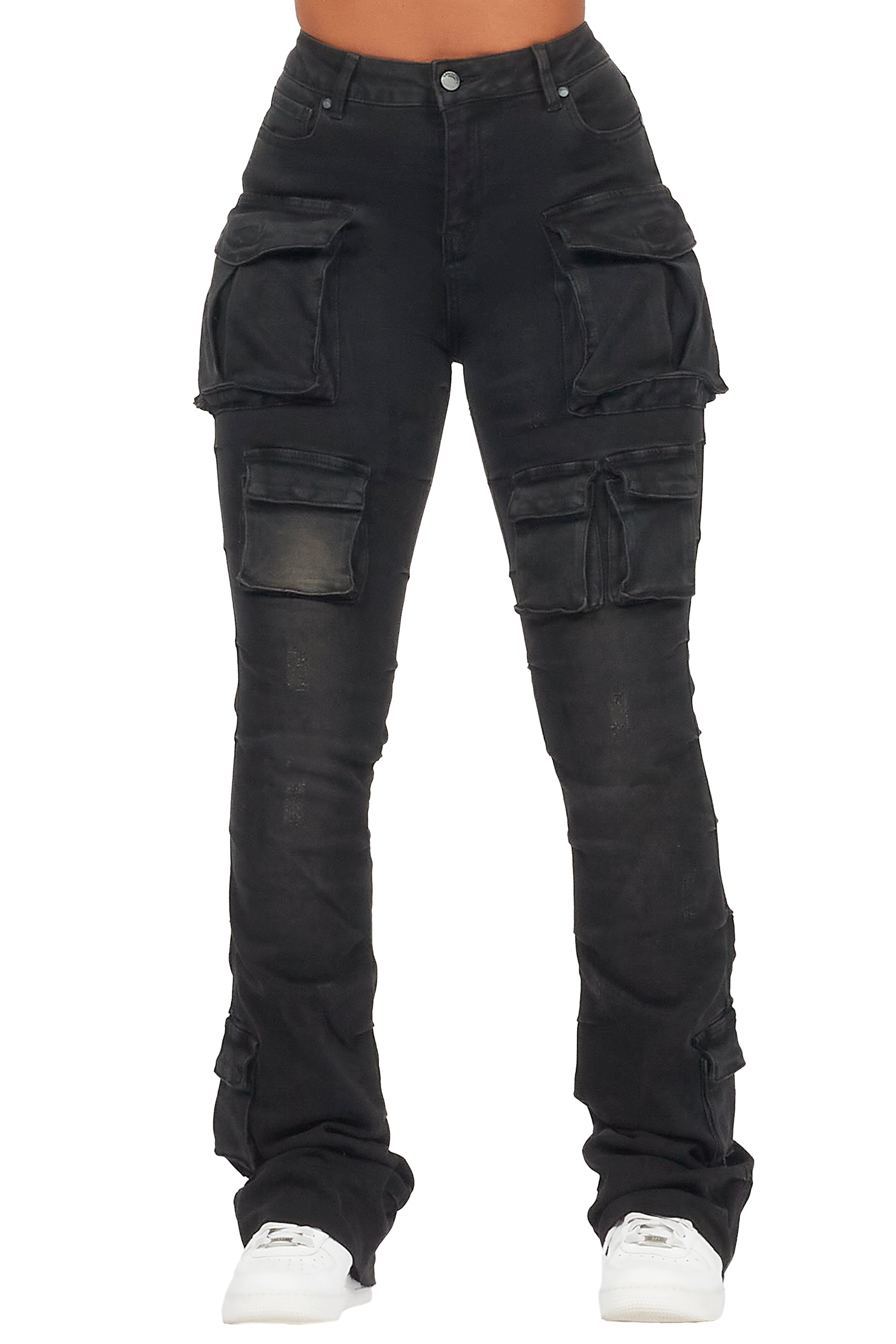 Chabria Black Stacked Flare Jean