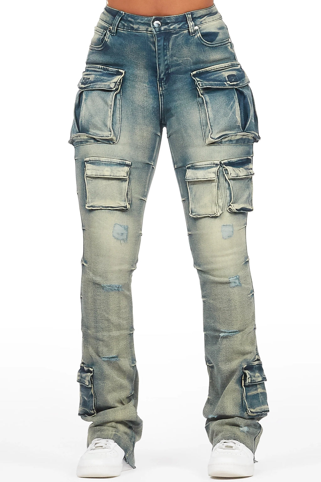 Chabria Tinted Dark Wash Stacked Flare Jean