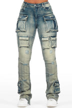 Chabria Tinted Dark Wash Stacked Flare Jean