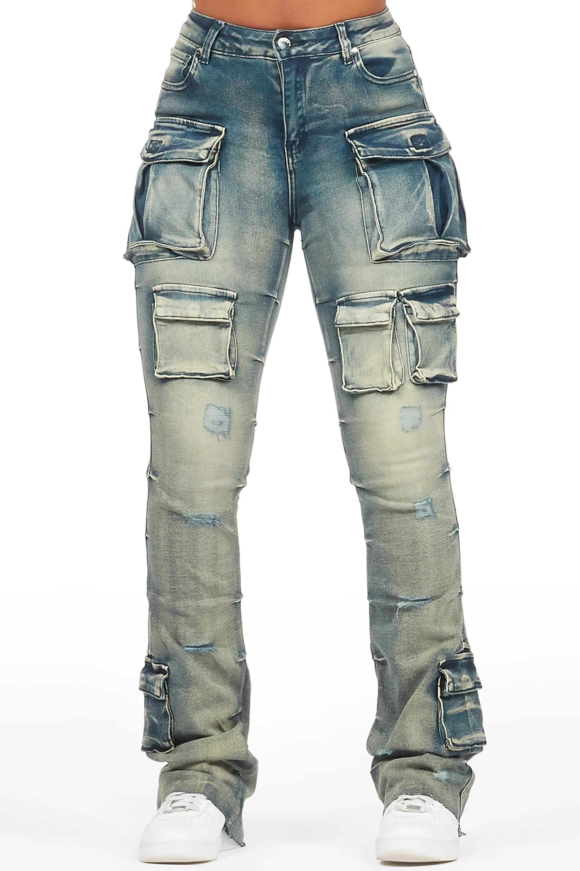 Chabria Tinted Dark Wash Stacked Flare Jean
