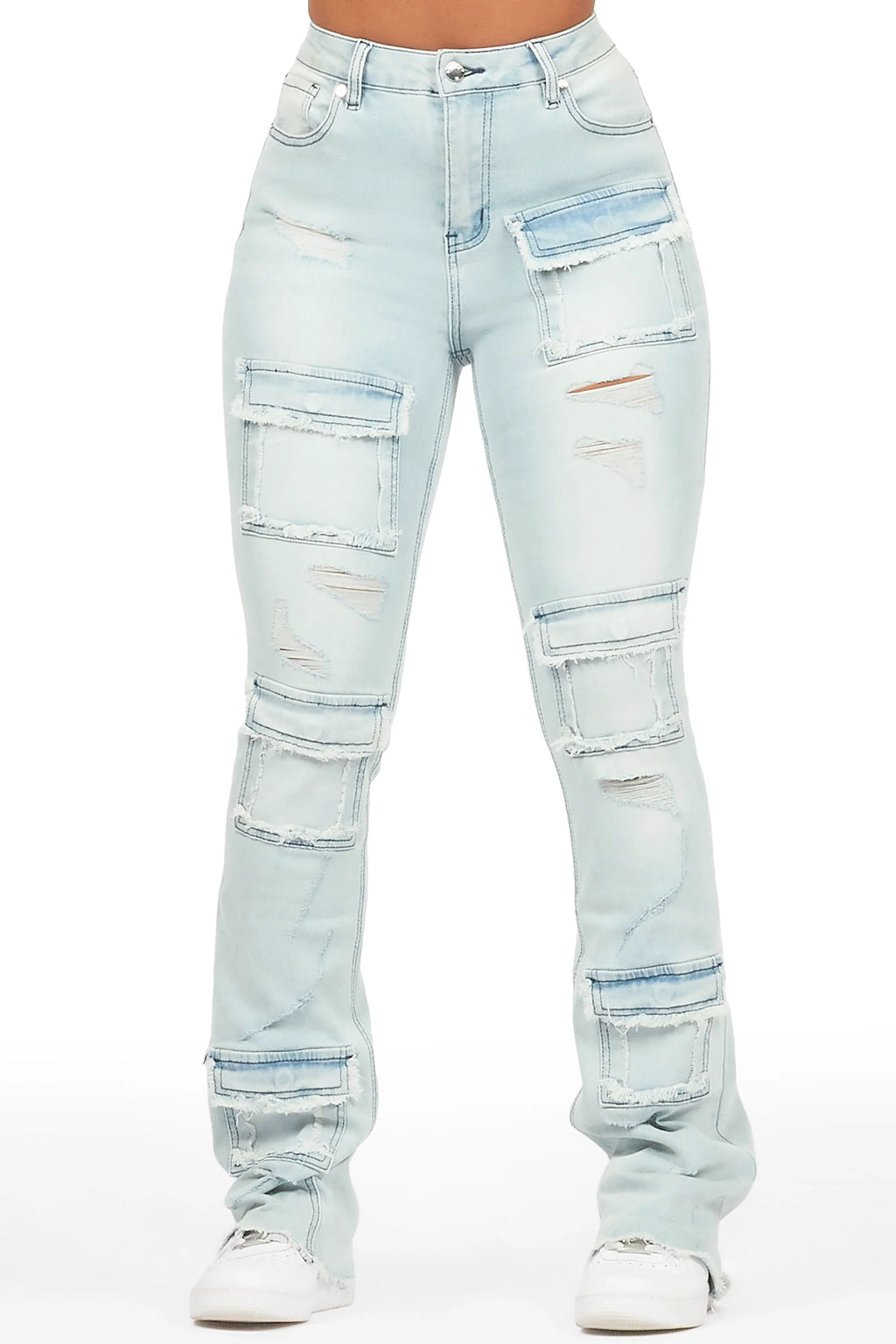 Mashawi Light Wash Stacked Flare Jean