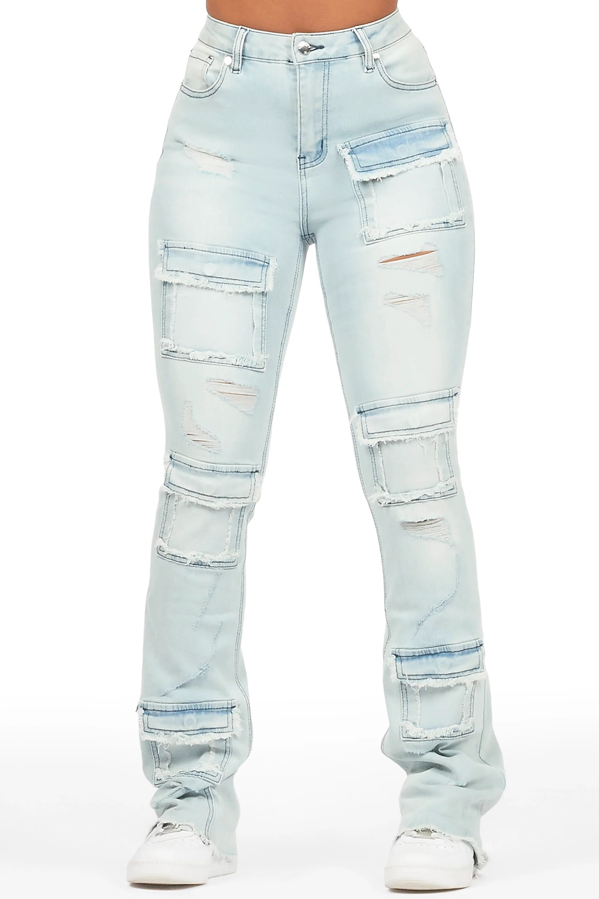 Mashawi Light Wash Stacked Flare Jean
