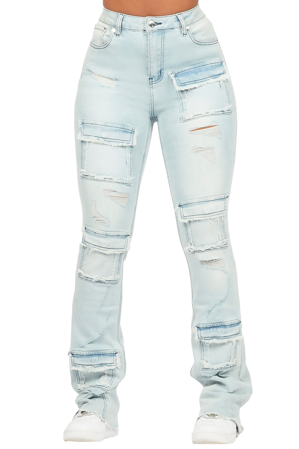 Mashawi Light Wash Stacked Flare Jean