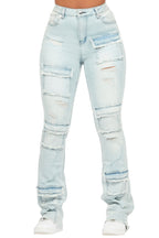 Mashawi Light Wash Stacked Flare Jean