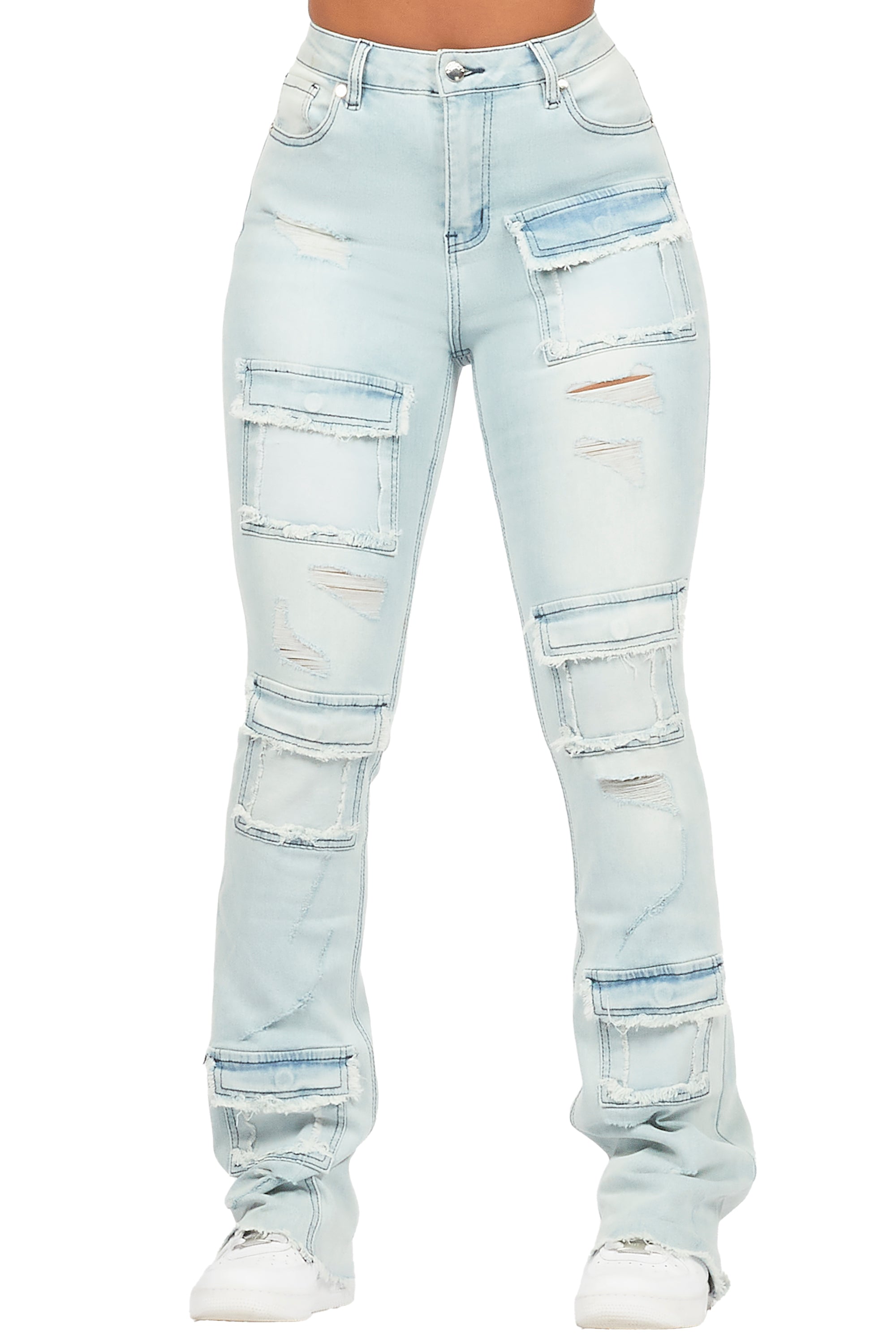 Mashawi Light Wash Stacked Flare Jean