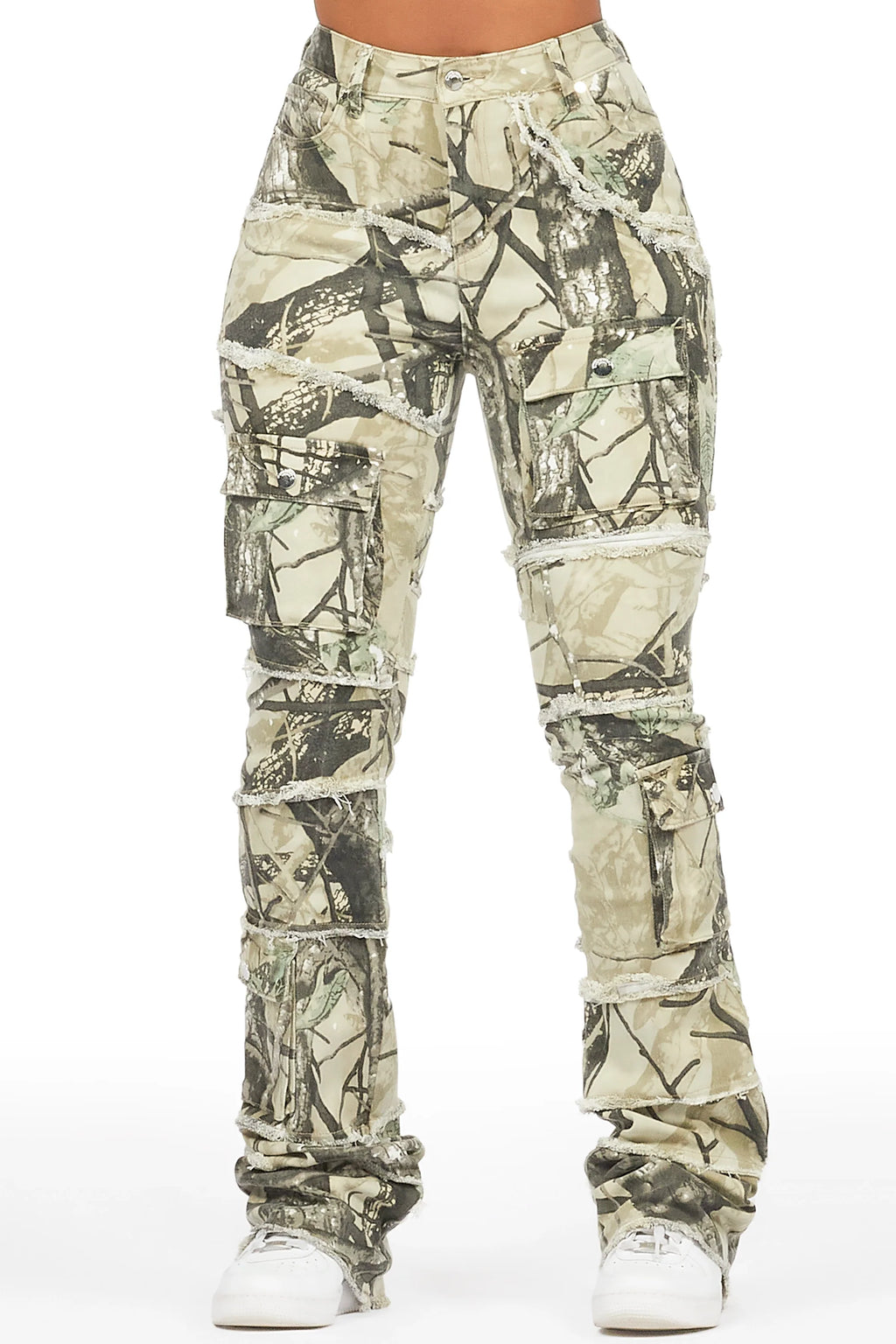 Mikayla Tree Camo Stacked Flare Jean