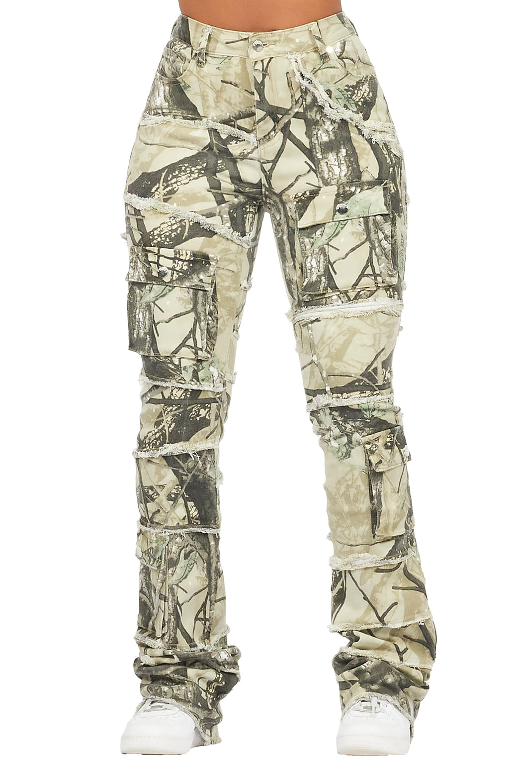 Mikayla Tree Camo Stacked Flare Jean