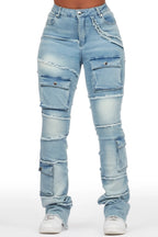 Mikayla Blue Stacked Flare Jean