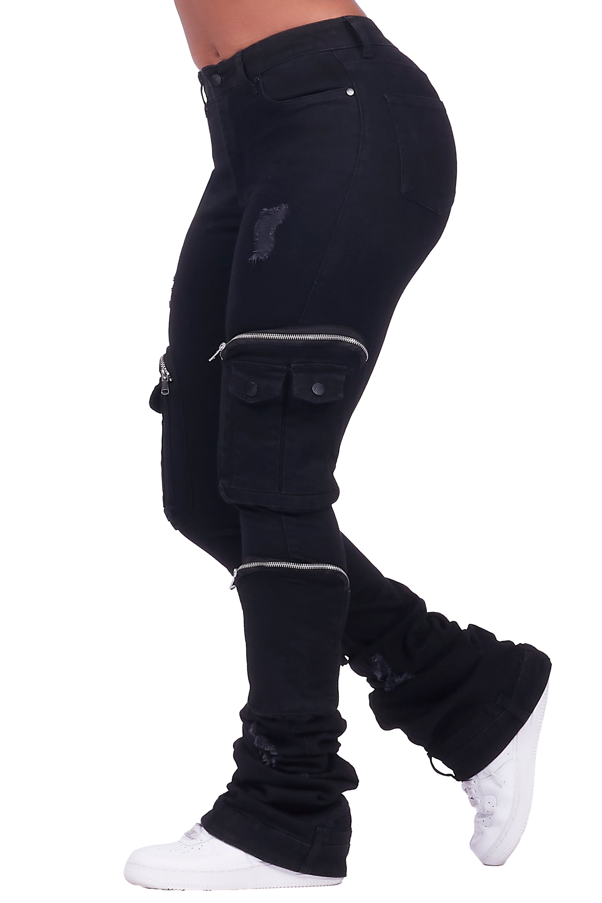 Alisson Black Cargo Super Stacked Jean